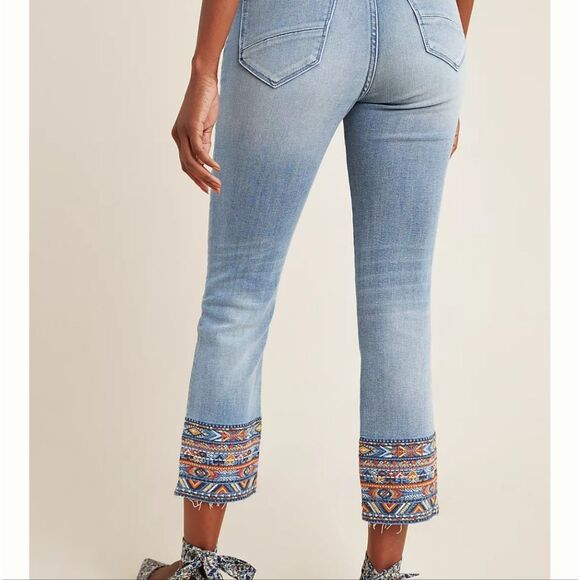 Driftwood Colette Embroidered Mid-Rise Slim Straight Jeans women's 26/26 - Picture 2 of 8